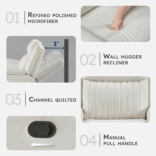 Lexicon Polished Microfiber Wall Hugger Manual Double Reclining Sofa - Image 3