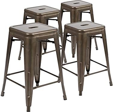 Flash Furniture 24 in Metal Stackable Counter Stool by FlashFurniture