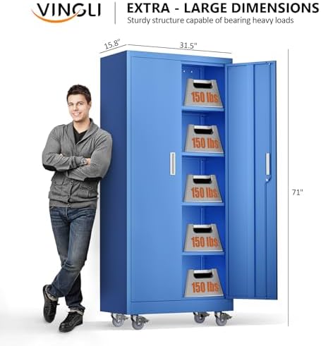 VINGLI Rolling Metal Storage Cabinet - Image 3