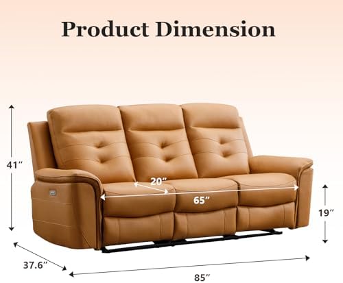 EBELLO Power Recliner Sofa Couch, Breathable Faux Leather Reclining Couches - Image 2