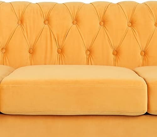 LEVNARY Velvet Chesterfield Sofa, Classic Tufted Upholstered Couch, Modern 3 - Image 6