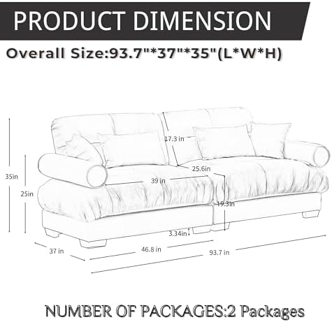 94" Modular Sectional Sofa, Velvet Upholstered Couches - Image 2