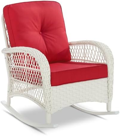 VIVIJASON Outdoor Wicker Rocking Chair, Patio Rattan Rocker Chair by VIVIJASON