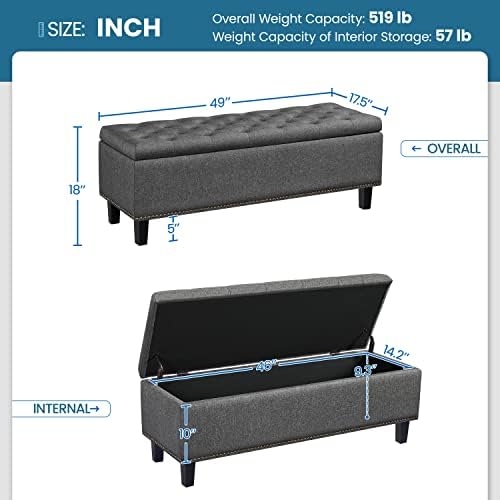Yaheetech 49in Square Storage Ottoman Coffee Table - Image 3