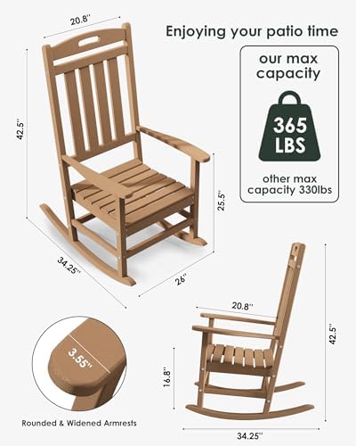 Outdoor Rocking Chair Set of 4, All-Weather Resistant Poly Lumber Rocker Chair - Image 2