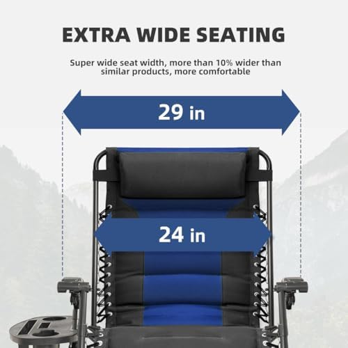 Zero Gravity Chair Set of 4 Oversized Folding Recliner, Padded Anti Gravity - Image 5
