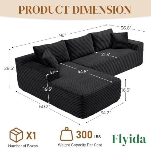 96" Boneless Cloud Sectional Couches - Image 2