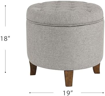 HomePop 19" Button Tufted Round Storage Ottoman - Image 3