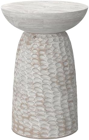 SIMPLIHOME Boyd 16" Wide Solid Wood Round End Table in White Wash by SimpliHome