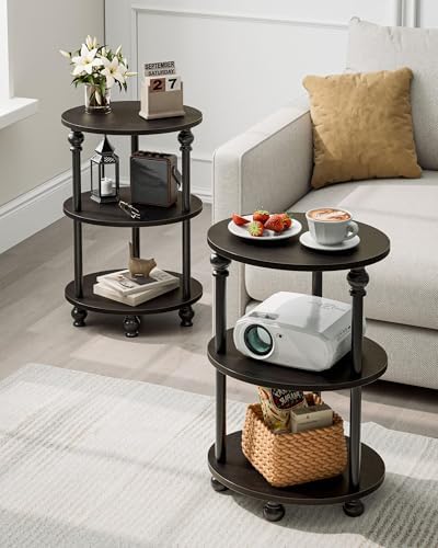 Round Small End Table with Classic Turned Legs, 3 Tier Oval Accent Table - Image 4