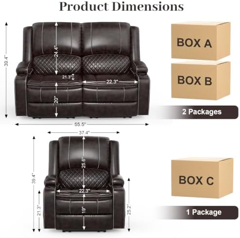 2+1 Seater Recliner Sofa Set, Loveseat Recliner Wall Hugger - Image 2