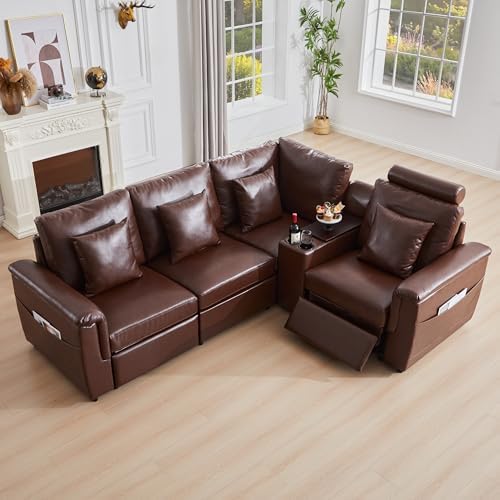RARZOE Modular Sectional Couch Armless Seats Module, Faux Leather Sofa 2 - Image 5