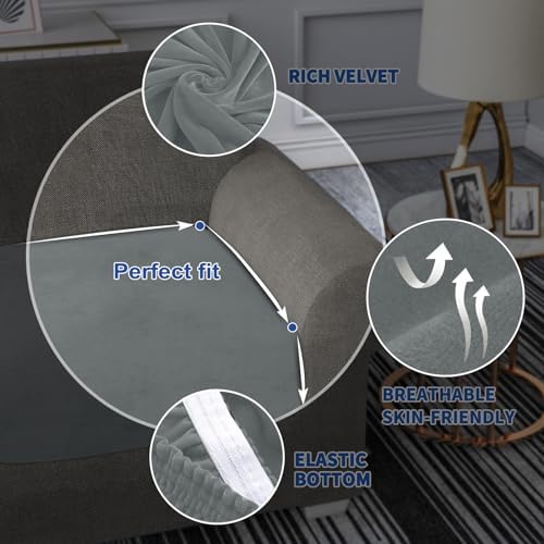 MAXIJIN Velvet Stretch Couch Cushion Covers Soft Sofa Cushion Cover Replacement - Image 5