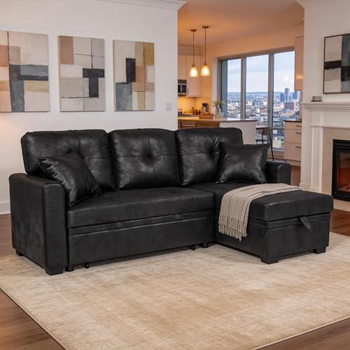 Eafurn Tufted Sectional Sleeper Sofa Pull Out Couch Bed by EAFURN