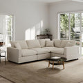 Modern Sectional Linen Couch for Living Room V-Shape Sofas, 4 Seat Modular by Gtilzria