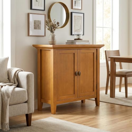 SIMPLIHOME Redmond 32" Solid Wood Cabinet in Light Golden Brown - Image 4