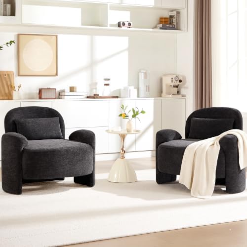 Accent Chairs Set of 2, Modern Chenille Fabric Lounge Reading Sofa by YUUIJOAA