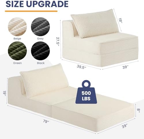 Erament Folding Sofa Bed, Portable Floor Couch Lounge Sofa - Image 2