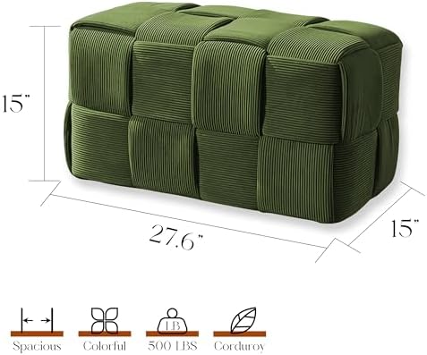 Cmishe 28" Rectangular Woven Corduroy Ottoman Footrest - Image 3