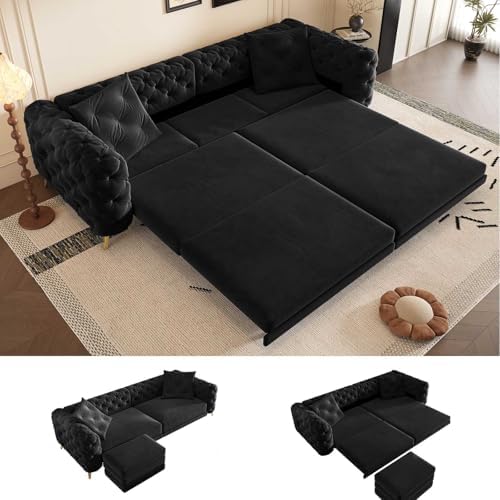 97.7'' Chesterfield Sleeper Sofa King Size by Tabaray