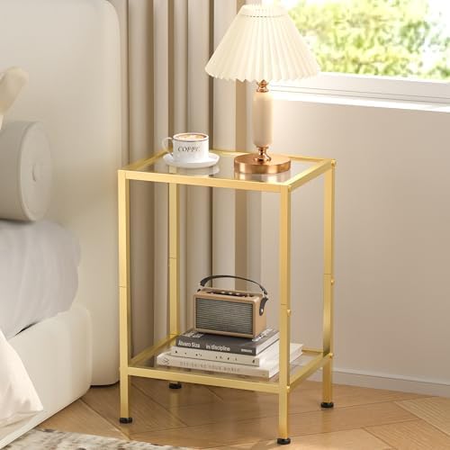 Glass Side Table, Tempered Glass End Table, 2-Tier Nightstands - Image 5