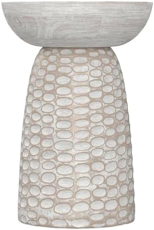 SIMPLIHOME Boyd 13" Wide Solid Wood Round End Table in White Wash - Image 4