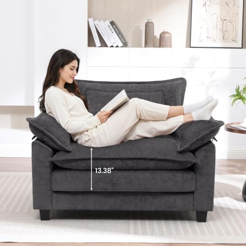 Chenille Oversized Accent Chair, Comfy Armchair - Image 3