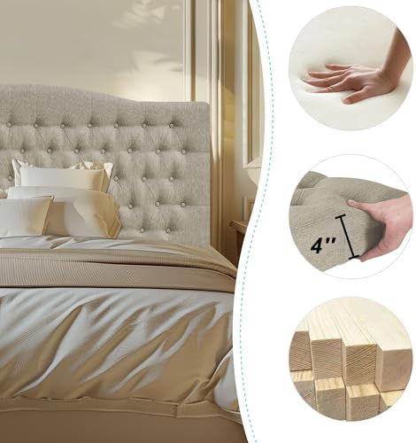 Furpopup Linen King Size Headboard Only, Upholstered Wall Mount - Image 5