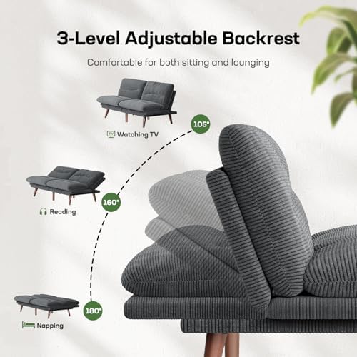 Marsail 66.02" Futon Sofa Bed, Small Convertible Sleeper Couch - Image 5