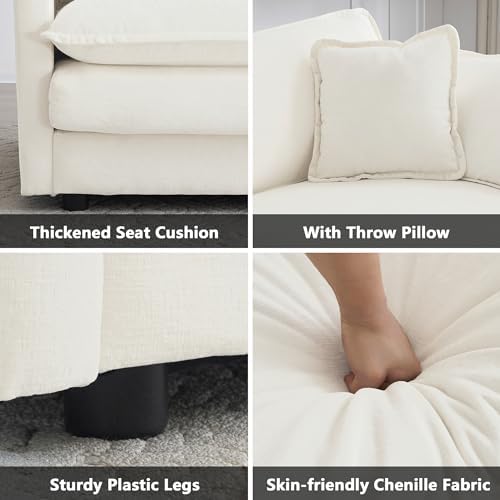 mikibama Luxury 2 Piece Cloud Couches Set, Modern Upholstered Chenille 3 Seater - Image 5
