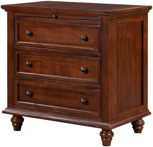 LUMISOL 27.6'' Nightstand with Pine Wood Veneer & 3 Drawers - Image 4