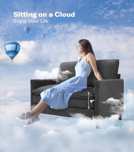 Welzona 3-Layers Cloud Loveseat Sofa, Teddy Small Sofa - Image 6