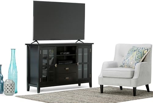 SIMPLIHOME Artisan 53" Wide Solid Wood TV Stand in Black - Image 3
