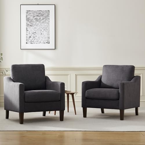 VKNOW Accent Chairs Set of 2, Modern Upholstered Armchairs, Dark Grey - Image 6