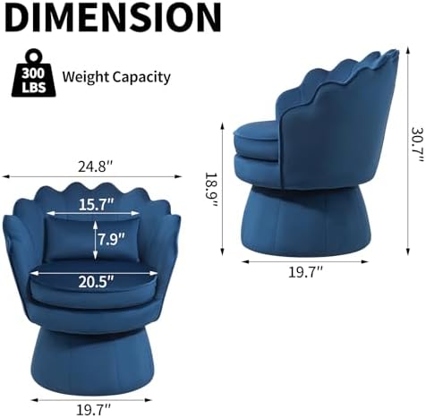 ZJhome 360° Swivel Accent Chair, Mid-Century Modern Velvet Barrel Chair - Image 2