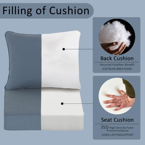 COZYVIDA Patio Seat Cushions, Light Blue - Image 6
