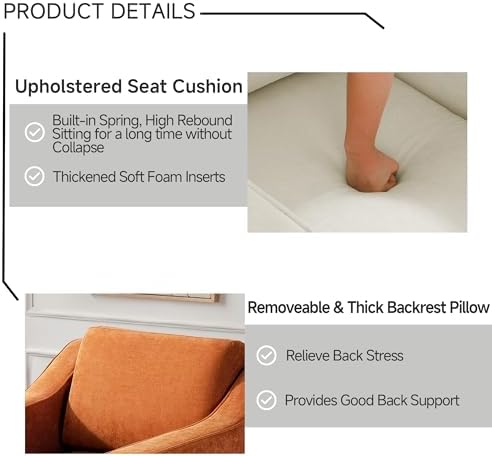 Swivel Accent Chairs Set of 2, Chenille Armchair - Image 6