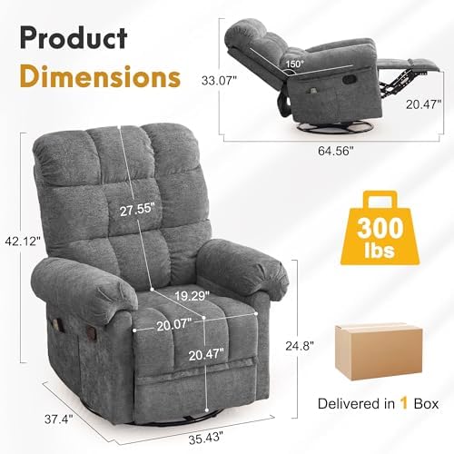 Korser 360° Swivel Rocker Recliner Chair, Rocking Chair Nursery - Image 2