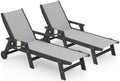 SERWALL Textilene Patio Chaise Lounge Chair Set of 2, HDPE Outdoor Lounger by SERWALL