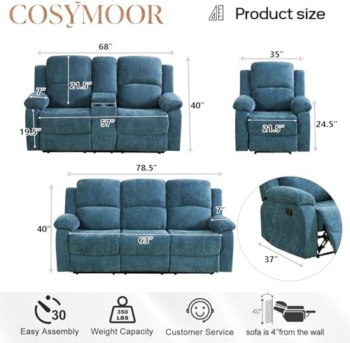 3 Pieces Living Room Furniture Sets - Image 2