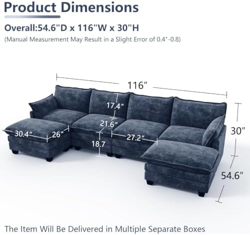U Shaped Modular Sectional Couch, Comfy Sofa - Image 2