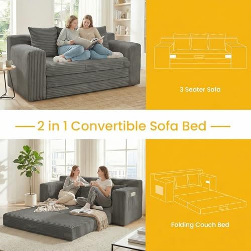 Boneless Couch, 3 Seater Boneless Couch Bed – 3-in-1 Convertible Sleeper Sofa - Image 4