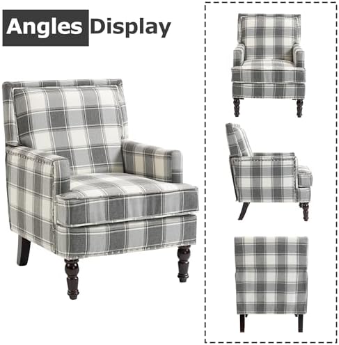 Accent Chair, Plaid Gingham Comfy Cozy Modern Accent Chairs - Image 6