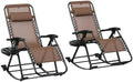 Outsunny Set of 2 Outdoor Rocking Chairs Zero Gravity Lounge Rocker Brown by Outsunny