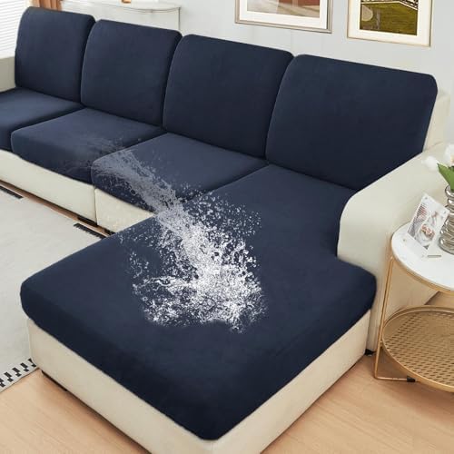 NAISI Waterproof Couch Cushion Covers Thick Velvet Fabric Washable Sofa by NAISI