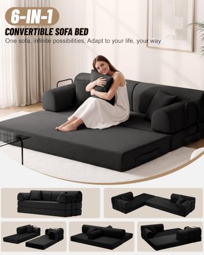 78.8" Convertible Sofa Bed, High Back Boneless Couch - Image 3
