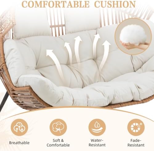 Vongrasig Wicker Double Egg Chair PE Rattan - Image 4