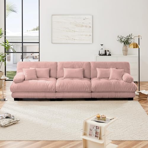 Modular Sectional Sofa for Living Room, 3 Seater Pink Large Sectional Couches by Wunlerlant
