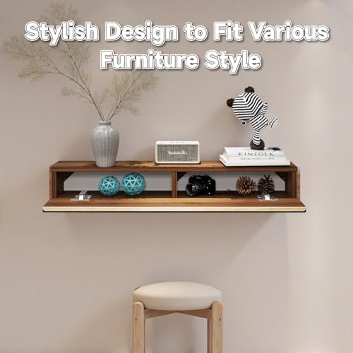 Floating Solid Wood Console Table, Modern Couch Shelves Small Entry Way Tables - Image 3