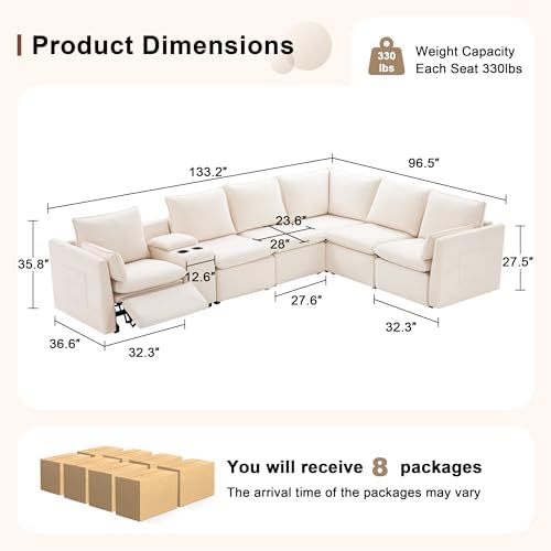 6-Seater Power Reclining Sectional Sofa Set - Image 2